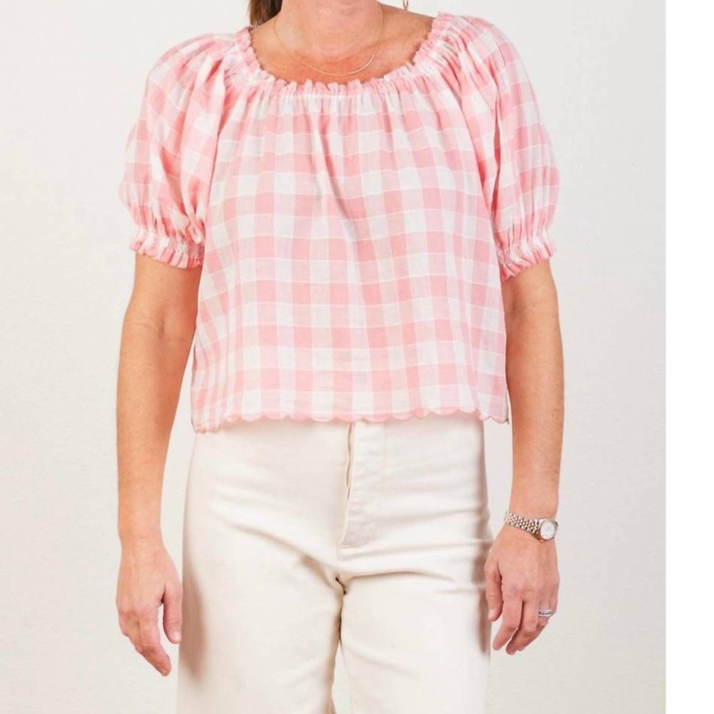 Nwt The Great. garland top in pink/white - Picture 4 of 8